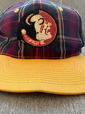 Plaid Vintage FSU Florida State University Hat Yellow Brim